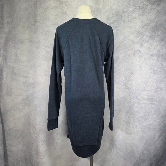 prAna Sweater Dress Womens Small Blue Heather Nautical Cozy Up Terry Pockets - Picture 3 of 16